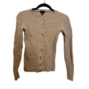 Talbots Pima Cotton Womens XS Beige Cable Knit Cardigan Sweater